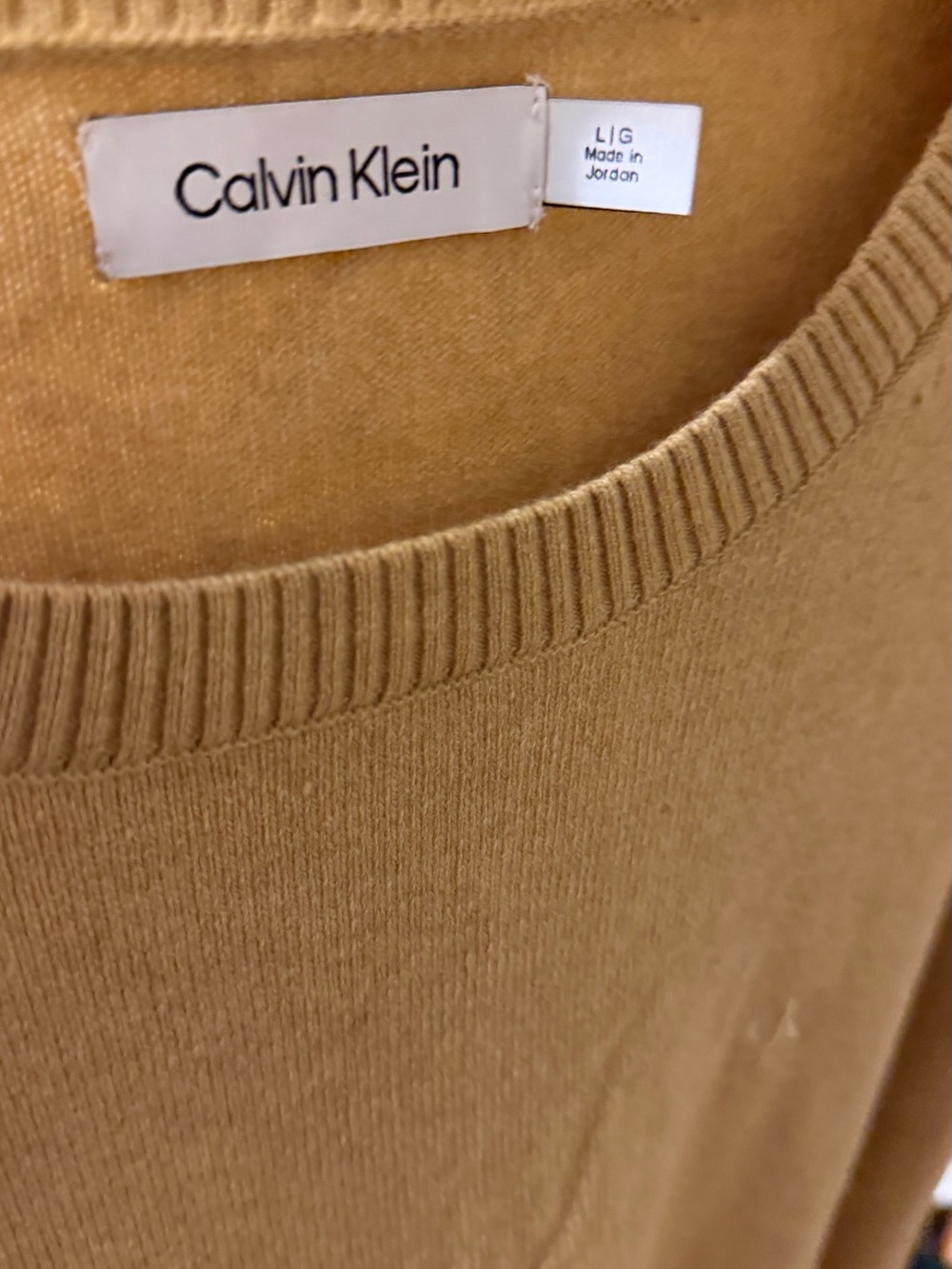 Calvin Klein Men's Crewneck Sweater in Warm Camel/Tan